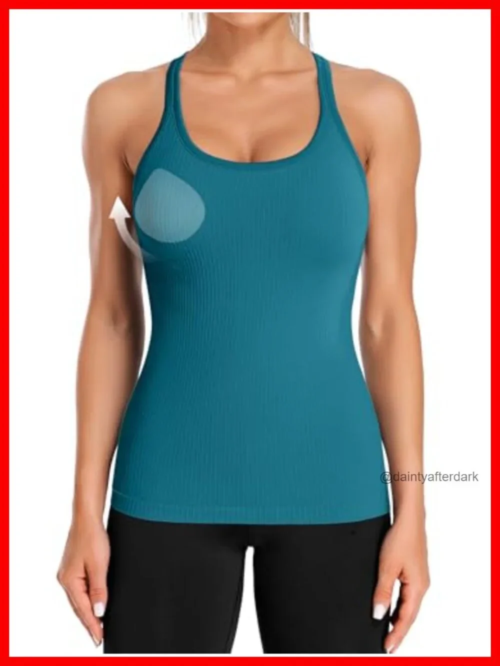 Ribflex Ribbed Workout Tank Top Women Built-in Bra Racerback Scoop Neck